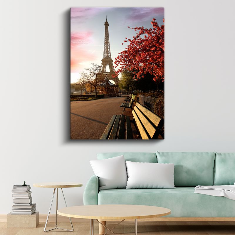 Eyfel Kulesi - Bahar Çiçekleri Kanvas Tablo