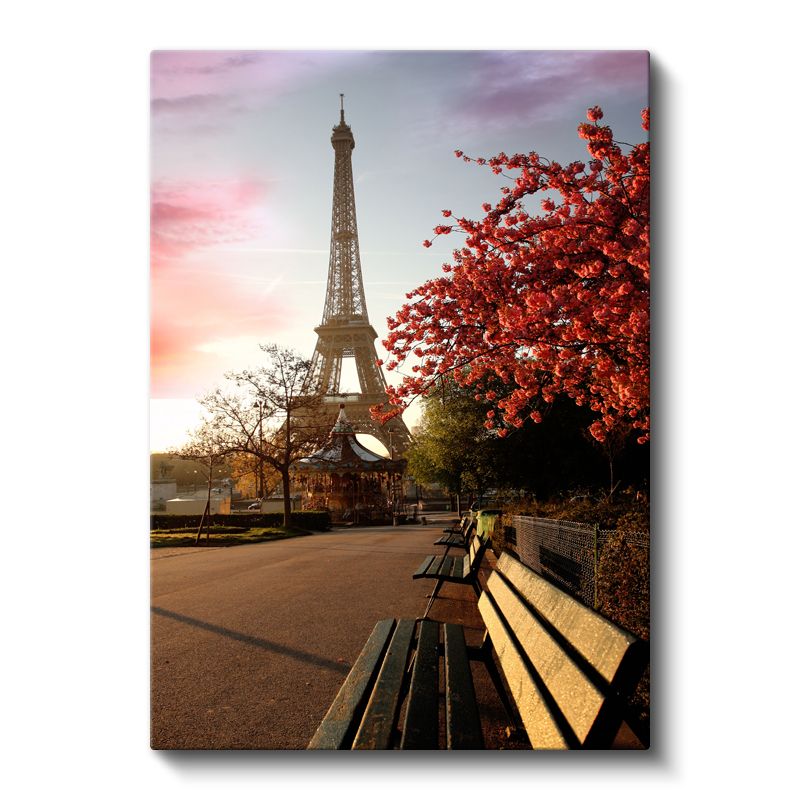 Eyfel Kulesi - Bahar Çiçekleri Kanvas Tablo