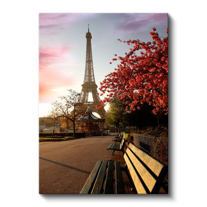 Eyfel Kulesi - Bahar Çiçekleri Kanvas Tablo