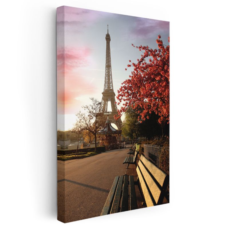 Eyfel Kulesi - Bahar Çiçekleri Kanvas Tablo