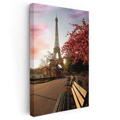 Eyfel Kulesi - Bahar Çiçekleri Kanvas Tablo