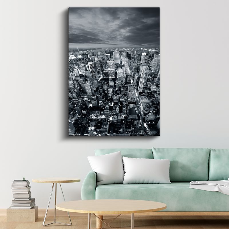 Manhattan Silueti - Gece Işıkları Kanvas Tablo