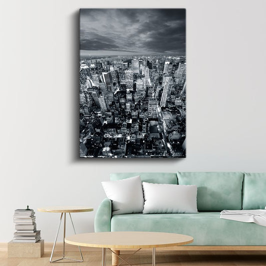 Manhattan Silueti - Gece Işıkları Kanvas Tablo
