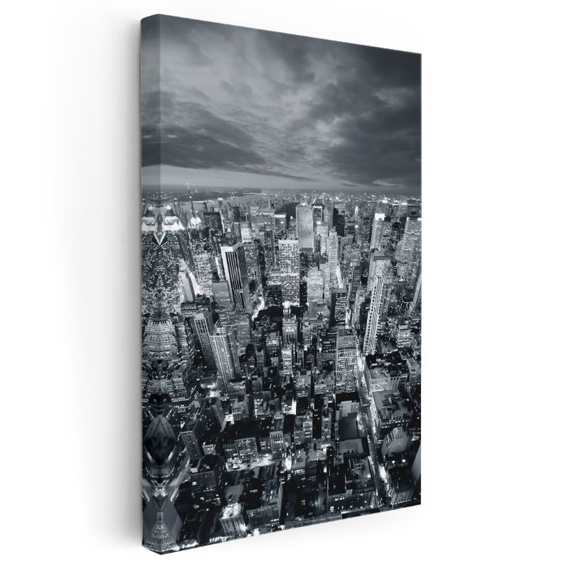 Manhattan Silueti - Gece Işıkları Kanvas Tablo