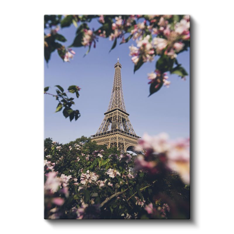 Eyfel Kulesi - Çiçekler Arasından Kanvas Tablo