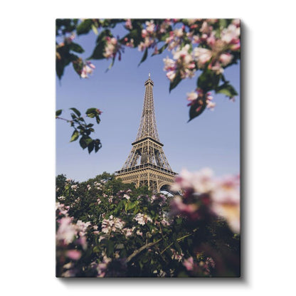 Eyfel Kulesi - Çiçekler Arasından Kanvas Tablo