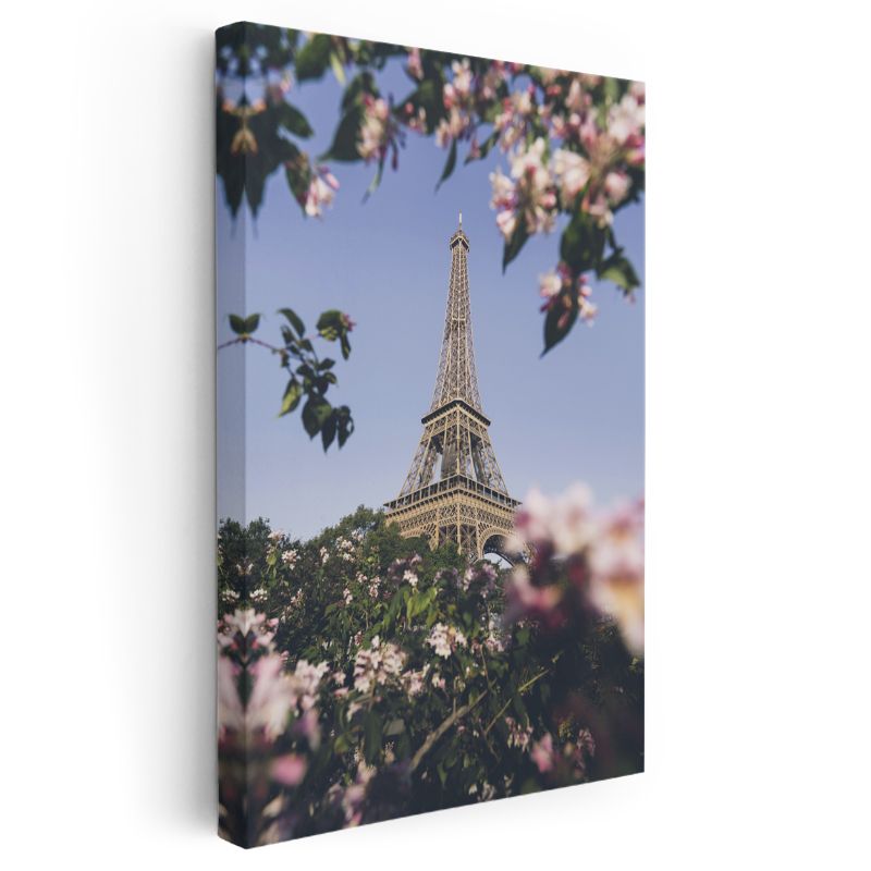 Eyfel Kulesi - Çiçekler Arasından Kanvas Tablo