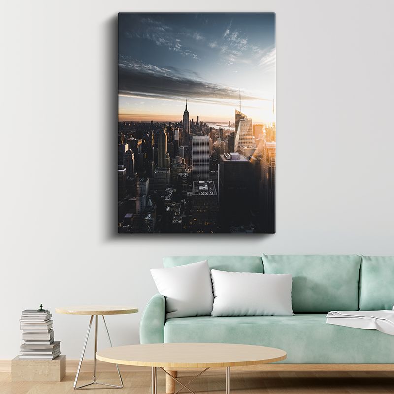 New York Silueti - Gün Batımı Kanvas Tablo