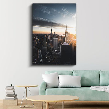New York Silueti - Gün Batımı Kanvas Tablo