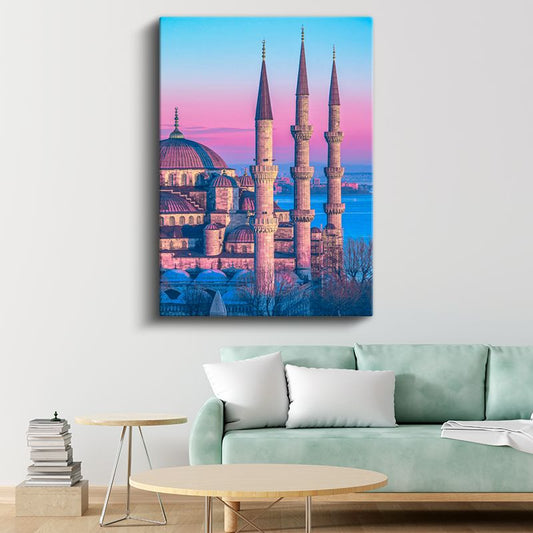 Sultanahmet Camii - Pembe Gökyüzü Kanvas Tablo