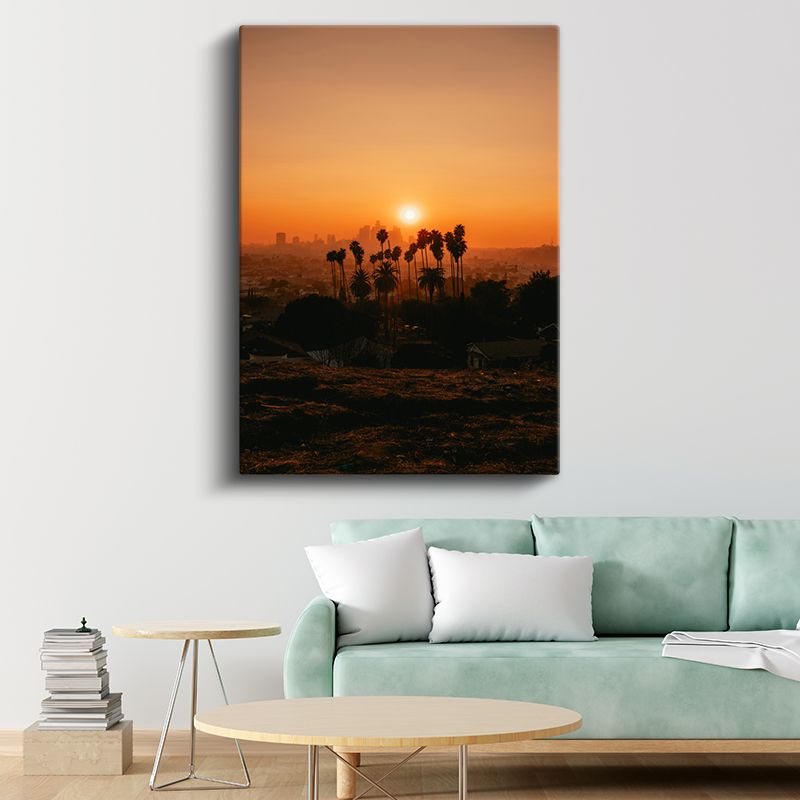 Los Angeles - Palmiyeler Silüeti Kanvas Tablo