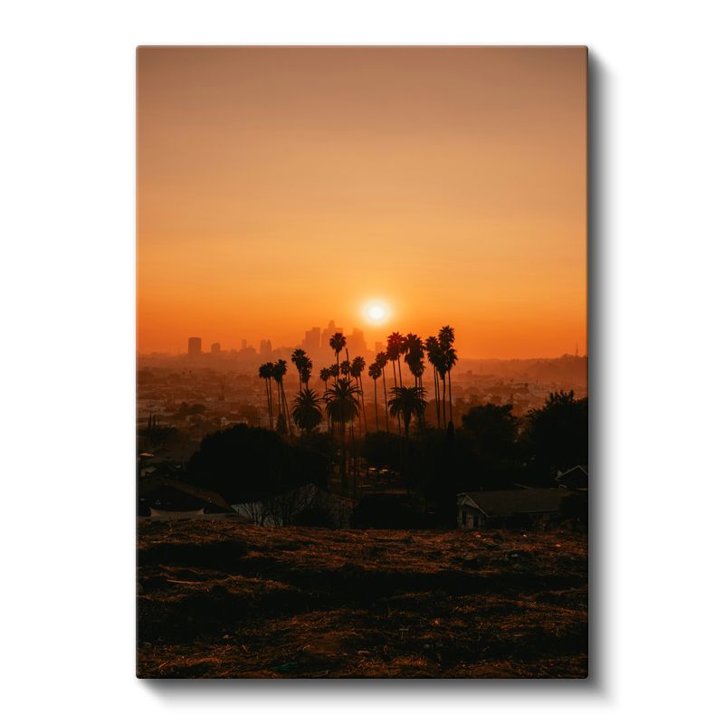 Los Angeles - Palmiyeler Silüeti Kanvas Tablo