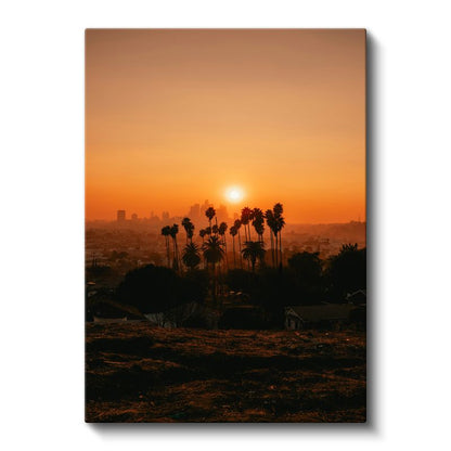 Los Angeles - Palmiyeler Silüeti Kanvas Tablo