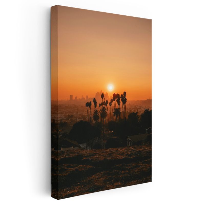 Los Angeles - Palmiyeler Silüeti Kanvas Tablo