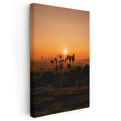 Los Angeles - Palmiyeler Silüeti Kanvas Tablo