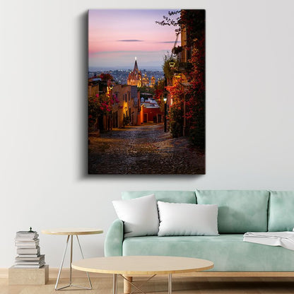 Kolonyal Sokak - Renkli Akşam Kanvas Tablo