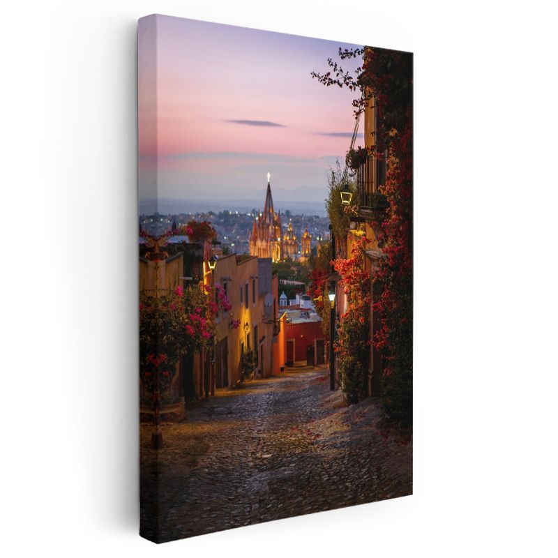 Kolonyal Sokak - Renkli Akşam Kanvas Tablo