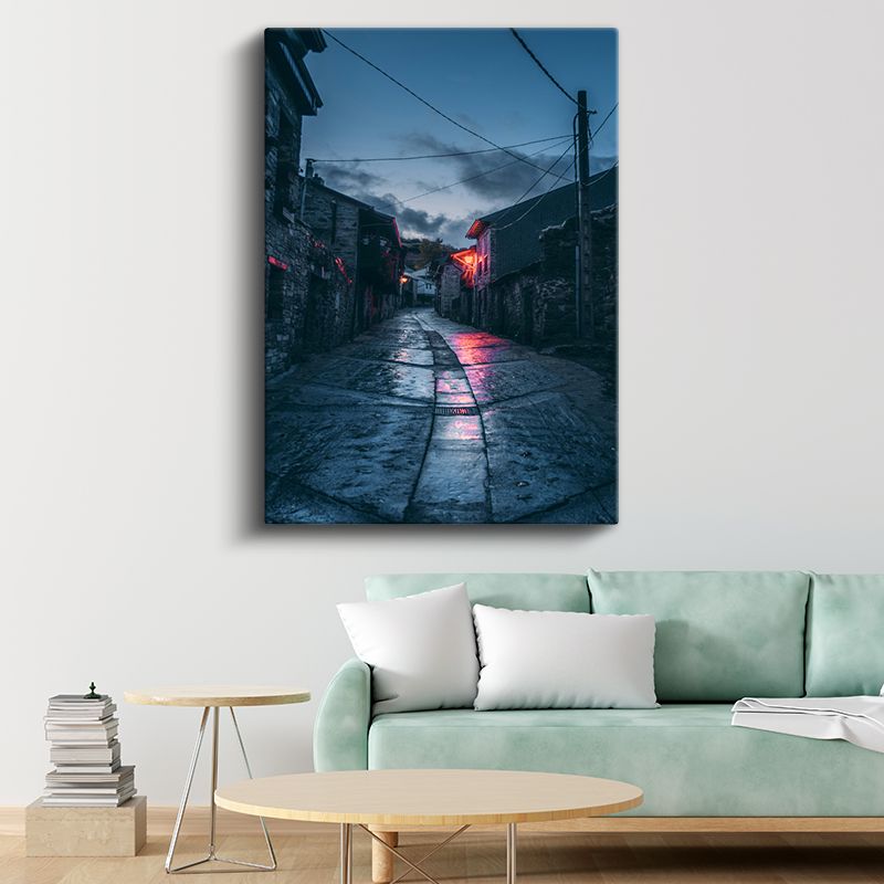 Taş Sokak - Gece Işıkları Kanvas Tablo