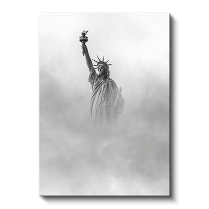 Özgürlük Heykeli - Sis İçinde Kanvas Tablo