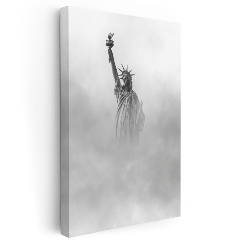 Özgürlük Heykeli - Sis İçinde Kanvas Tablo
