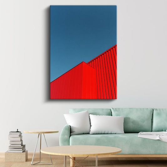 Kırmızı Bina - Geometrik Tasarım Kanvas Tablo