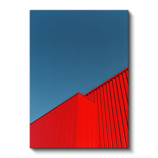 Kırmızı Bina - Geometrik Tasarım Kanvas Tablo