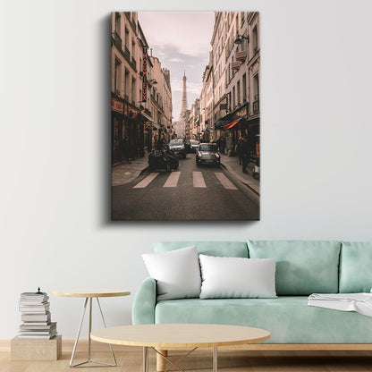 Paris Sokakları - Eyfel Manzarası Kanvas Tablo