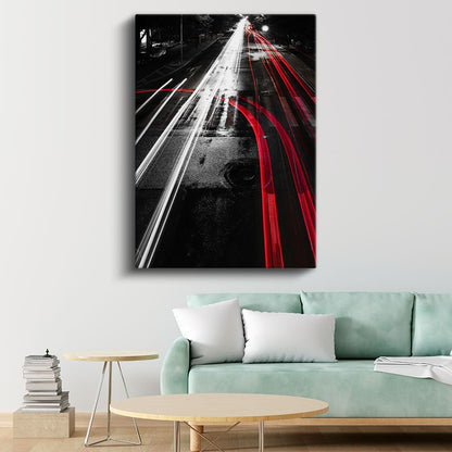 Şehir Trafiği - Işık İzleri Kanvas Tablo