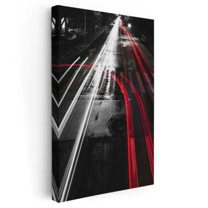 Şehir Trafiği - Işık İzleri Kanvas Tablo