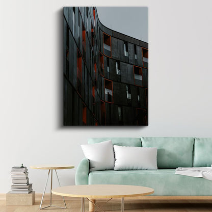 Modern Mimari - Turuncu Detaylı Şehir Silueti Kanvas Tablo