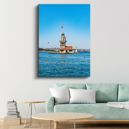 Kız Kulesi - İstanbul'un Masmavi Deniz Feneri Kanvas Tablo