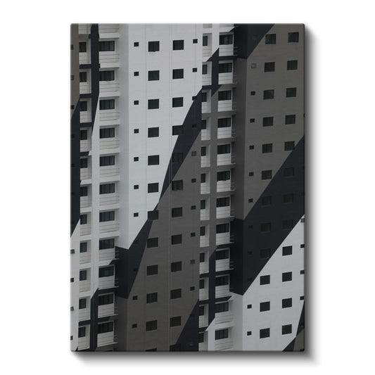 Geometrik Mimari - Siyah Beyaz Şehir Desenleri Kanvas Tablo