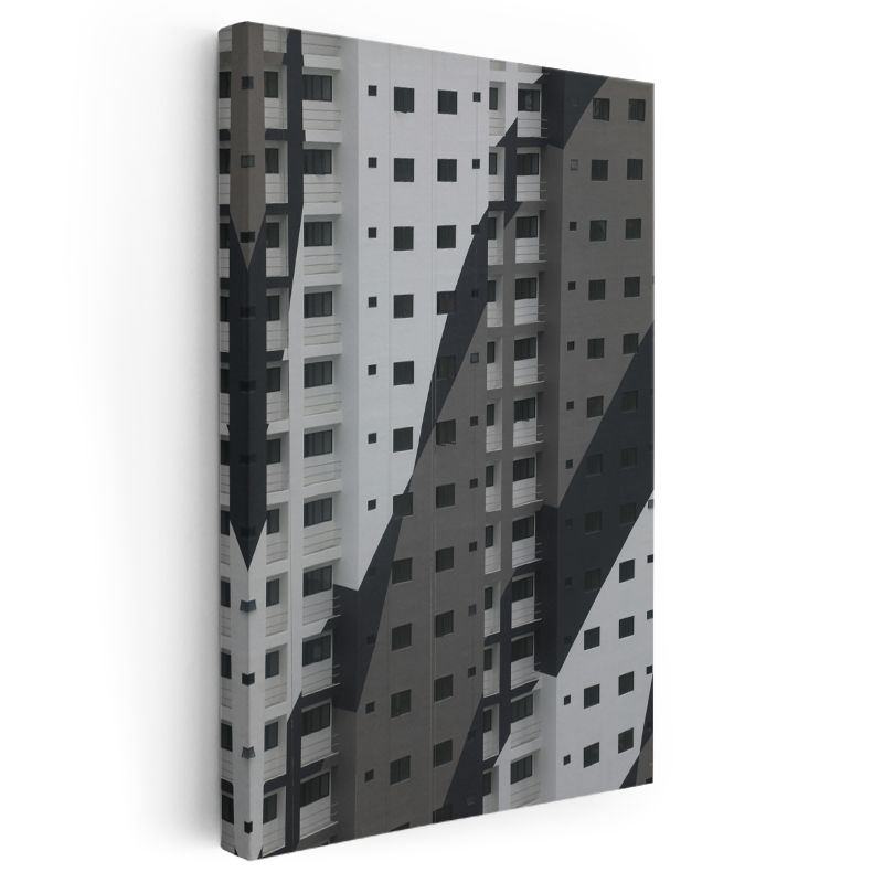 Geometrik Mimari - Siyah Beyaz Şehir Desenleri Kanvas Tablo
