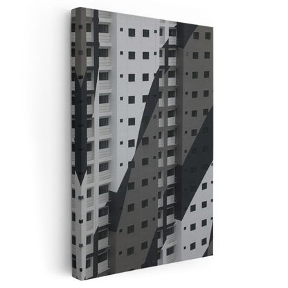 Geometrik Mimari - Siyah Beyaz Şehir Desenleri Kanvas Tablo