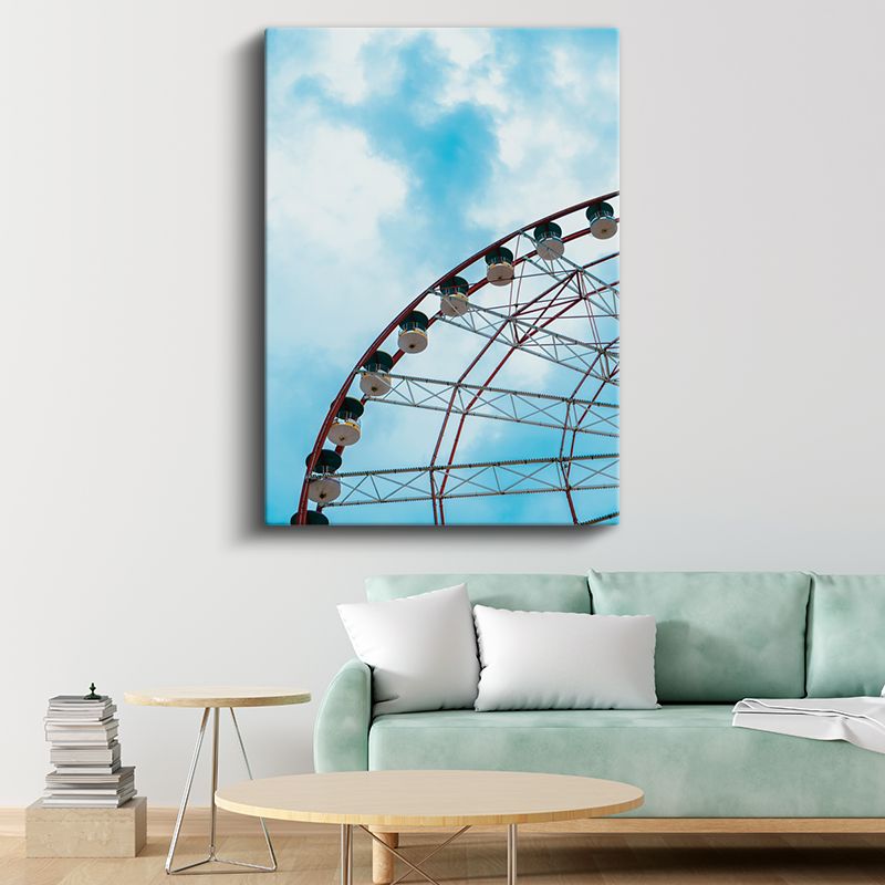 Dönme Dolap - Gökyüzüne Uzanan Kırmızı Çelik Kanvas Tablo