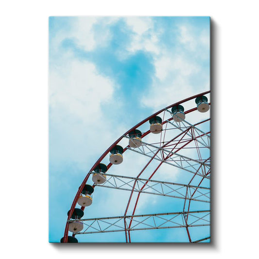 Dönme Dolap - Gökyüzüne Uzanan Kırmızı Çelik Kanvas Tablo