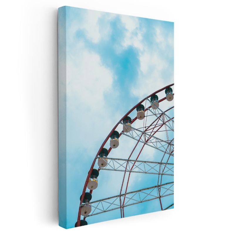 Dönme Dolap - Gökyüzüne Uzanan Kırmızı Çelik Kanvas Tablo