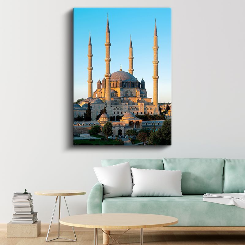 Selimiye Camii - Altın Işıkta Dört Minare Kanvas Tablo