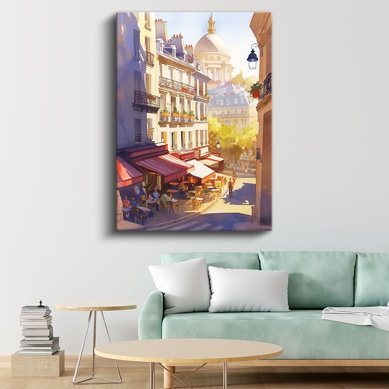 Paris Sokakları - Panthéon Manzaralı Kafe Kültürü Kanvas Tablo