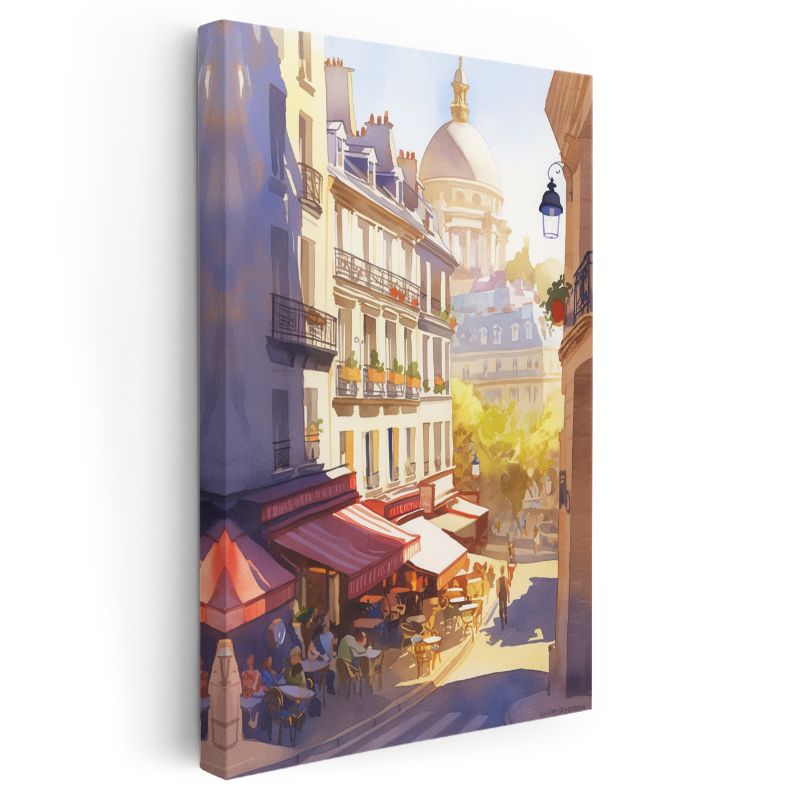 Paris Sokakları - Panthéon Manzaralı Kafe Kültürü Kanvas Tablo