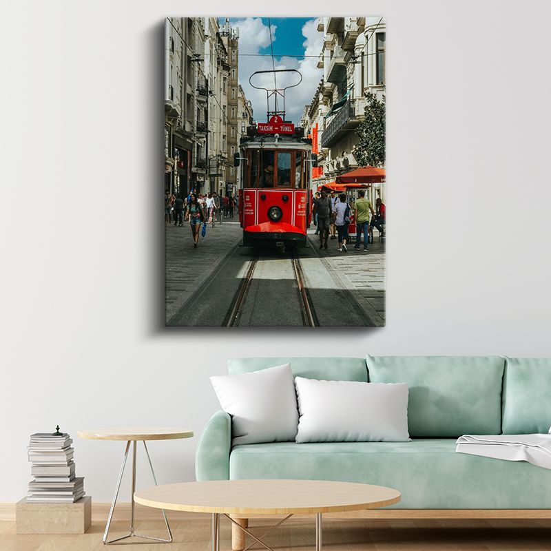 Nostaljik Tramvay - İstiklal Caddesi'nin Kırmızı İkonu Kanvas Tablo