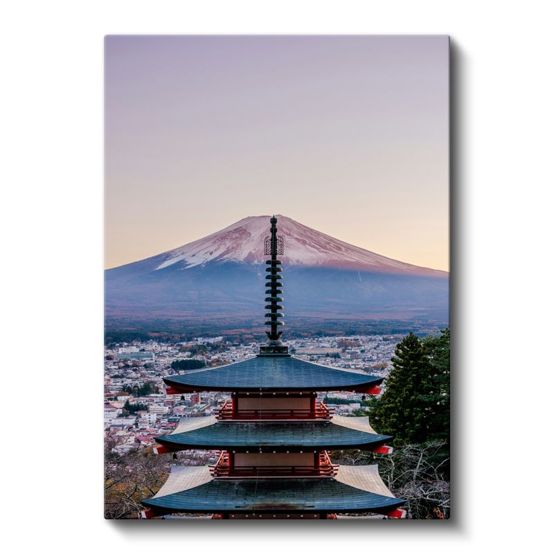 Japon Pagodası - Fuji Dağı Manzaralı Tapınak Kanvas Tablo