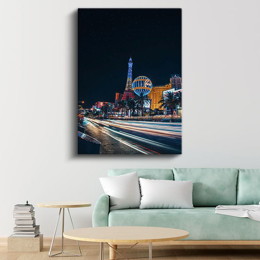 Las Vegas Bulvarı - Gece Işıkları ve Mimari İkonlar Kanvas Tablo