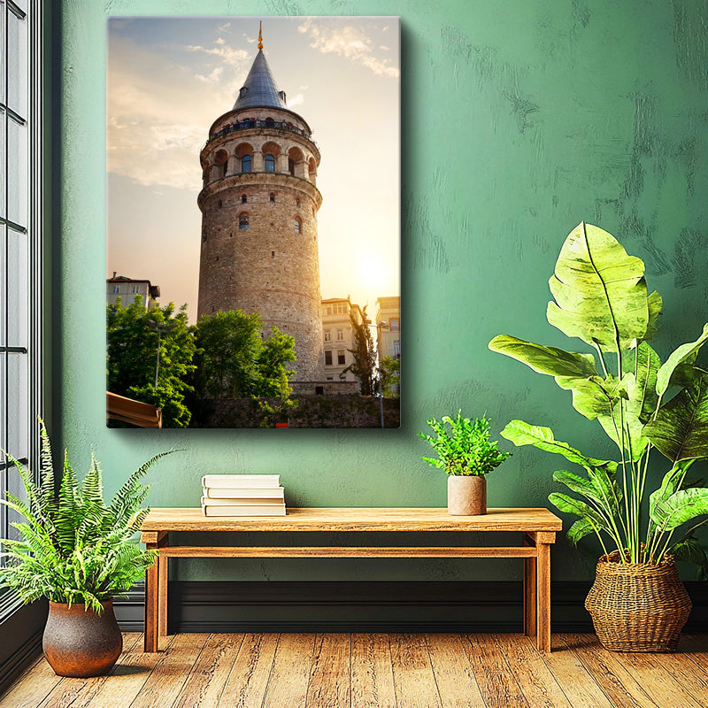 Dikey Kanvas Tablo Beyoğlu Galata Kulesi Taş Mimarisi Şehir Mimari Tablo Ev Ofis Duvar Dekoru