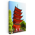 Dikey Kanvas Tablo Kırmızı Japon Tapınağı Pagoda Şehir Mimari Tablo Ev Ofis Duvar Dekoru