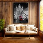Dikey Kanvas Tablo Londra Tower Bridge ve Otobüs Şehir Mimari Tablo Ev Ofis Duvar Dekoru