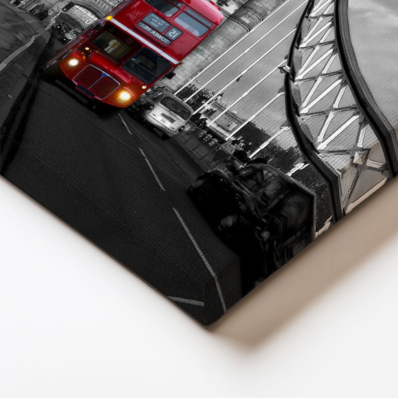 Dikey Kanvas Tablo Londra Tower Bridge ve Otobüs Şehir Mimari Tablo Ev Ofis Duvar Dekoru