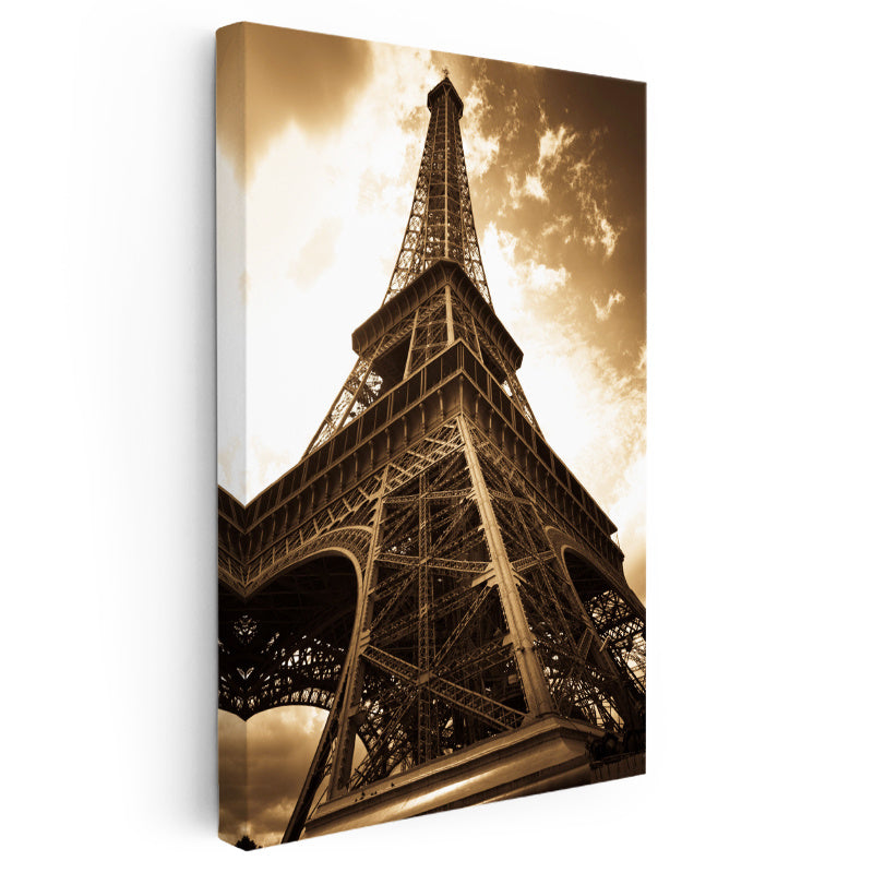 Dikey Kanvas Tablo Eyfel Kulesi Nostaljik Görünüm Şehir Mimari Tablo Ev Ofis Duvar Dekoru