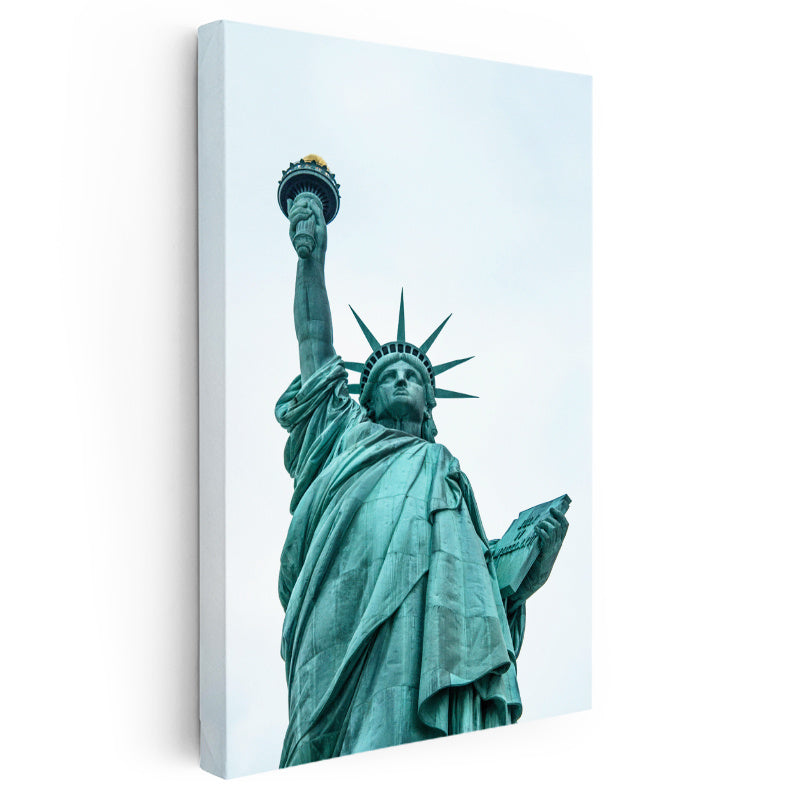 Dikey Kanvas Tablo Özgürlük Heykeli Meşale ve Kitap Şehir Mimari Tablo Ev Ofis Duvar Dekoru
