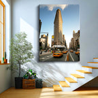Dikey Kanvas Tablo New York Flatiron Binası Şehir Mimari Tablo Ev Ofis Duvar Dekoru